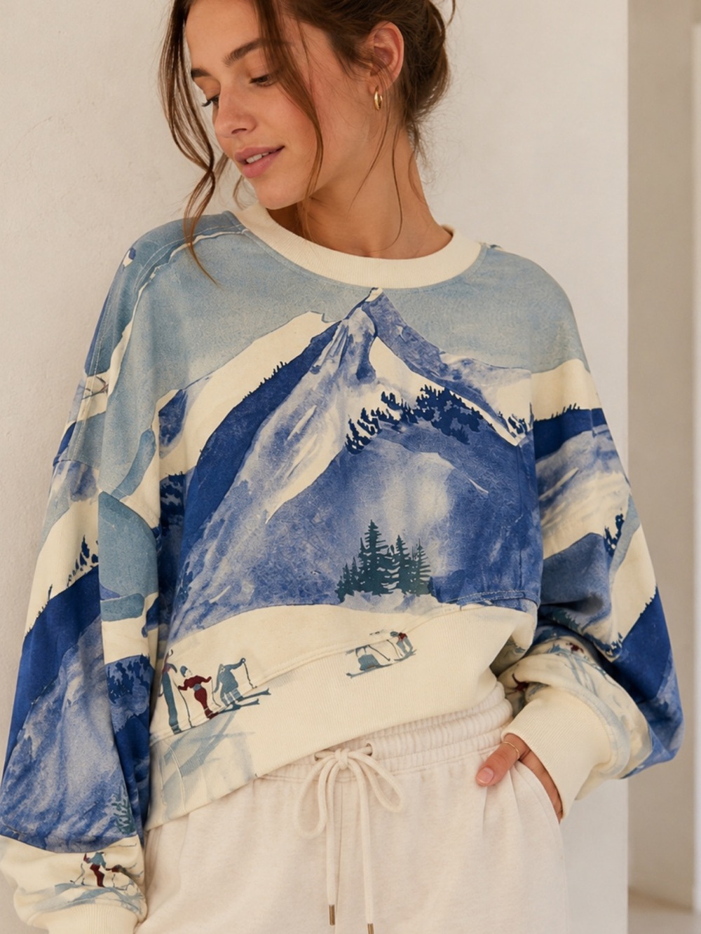 #803 Free People Alpine Ski Oversized Sweatshirt S/M NWOT Rare Sold Out